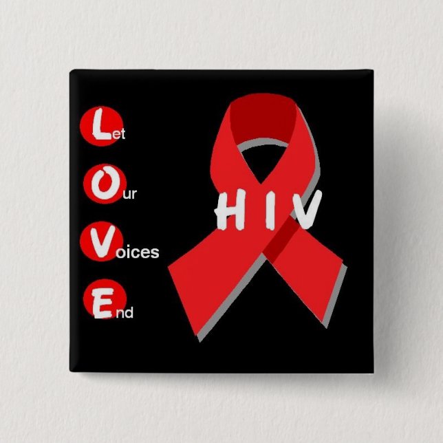 square 2-inch black LOVE button (Front)