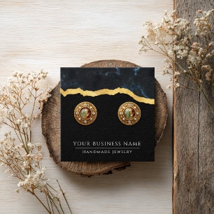 Square Abstract Marble Gold Earring Display Cards