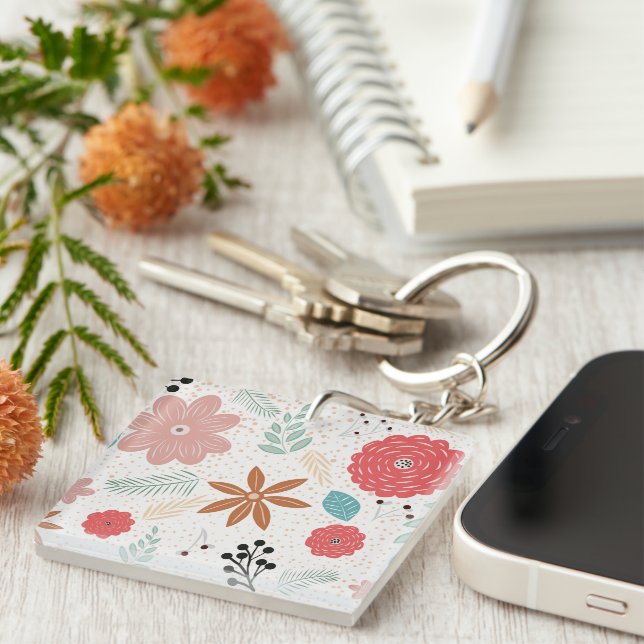 Square Acrylic Floral Keychain (Front Right)