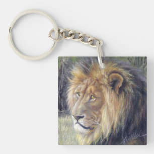 Square acrylic keychain with magnificent lion!