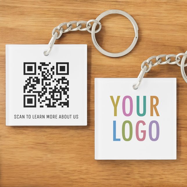 Square Acrylic QR Code Keychain with Business Logo (MISOOK Square Acrylic QR Code Keychain with Logo)