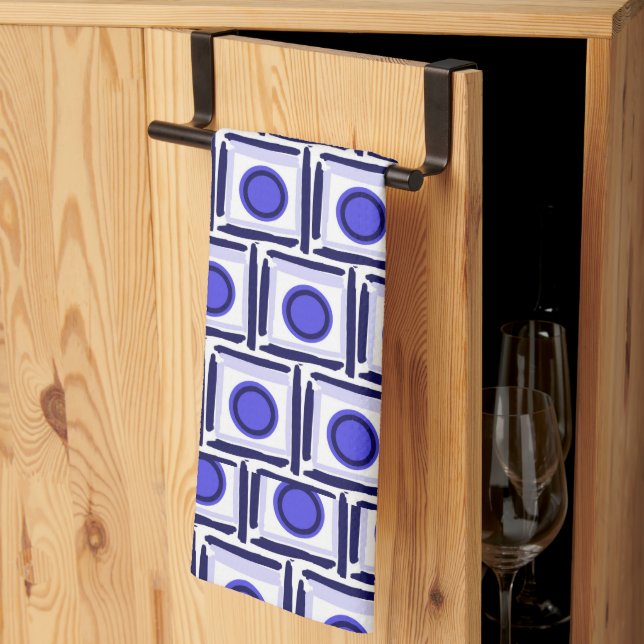 Square and Blue Dot Tea Towel (Thirds Fold)