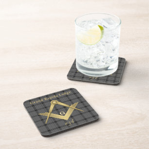 Square and Compass Plaid Coaster