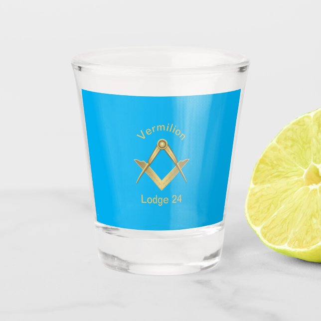 Square and Compass  Shot Glass (Front)