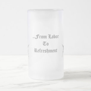 Square and Compass with All Seeing Eye Frosted Glass Beer Mug