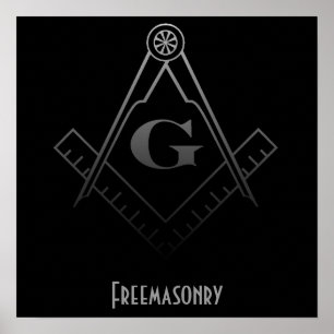 Square and Compass with All Seeing Eye Poster
