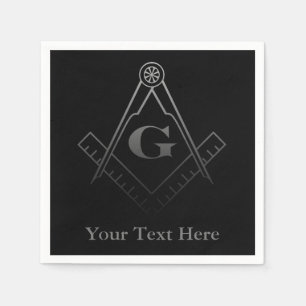 Square and Compass with Inset G Napkin
