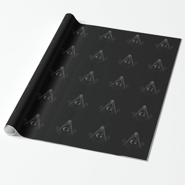 Square and Compass with inset G (Ombre) Wrapping Paper (Unrolled)