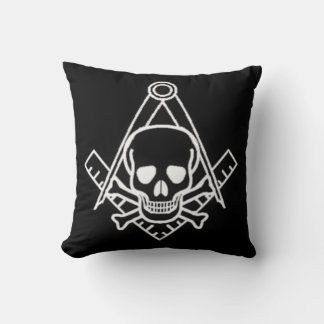 Square and Compass with Inset Skull Cushion