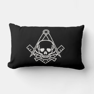 Square and Compass with Inset Skull Lumbar Cushion