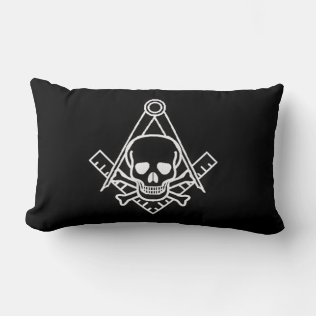 Square and Compass with Inset Skull Lumbar Cushion (Front)