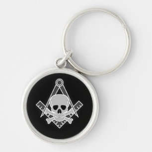 Square and Compass With Skull Key Ring
