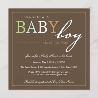 Square BABY BOY Baby Shower Invitation