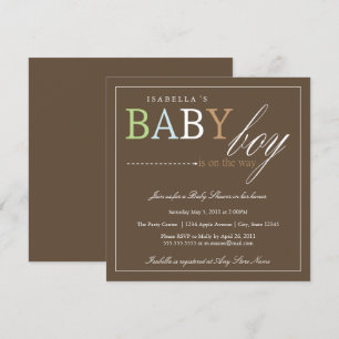 Square Baby Boy   Baby Shower Invite