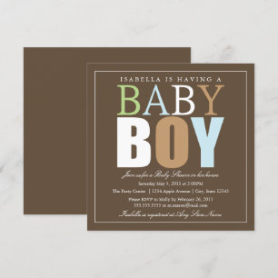 Square Baby Boy   Baby Shower Invite