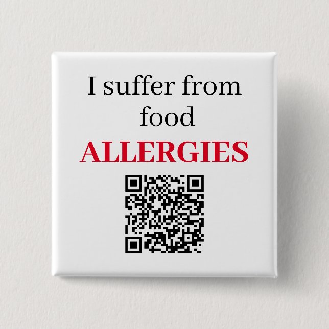 Square Badge - I Suffer From Food Allergies QRCode (Front)