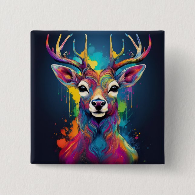 Square badge - The Colorful Deer Artwork (Front)