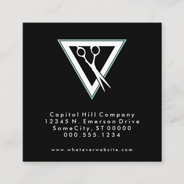 square barber scissors appointment reminder card (Front)