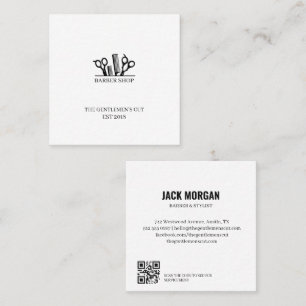 Square Barber Shop Scissors Comb Business Card
