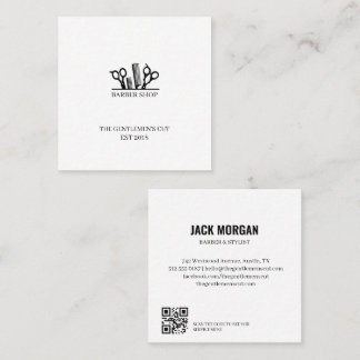 Square Barber Shop Scissors Comb Business Card