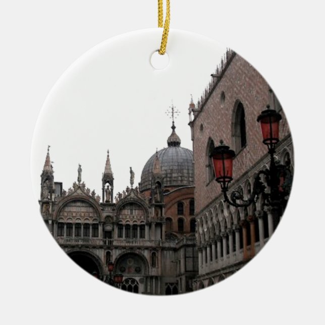 Square & Basilica of St Mark Ceramic Tree Decoration (Front)