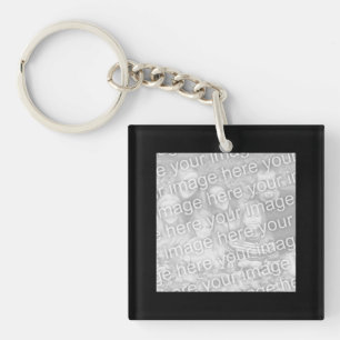 Square Black Border Photo Key Ring