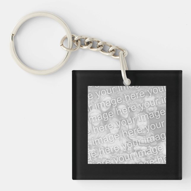 Square Black Border Photo Key Ring (Front)
