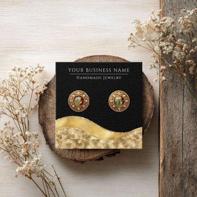 Square Black Gold Glam Earring Display Cards (Creator Uploaded)
