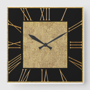 Square Black Numeral Square Wall Clock