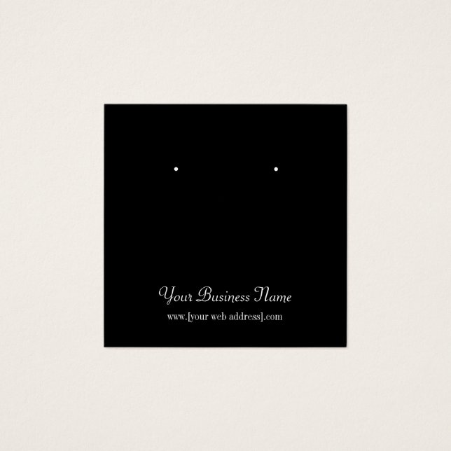 Square Black Plain Simple Custom Earring Card (Front)