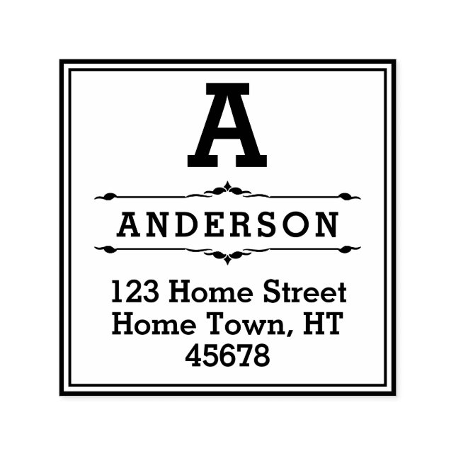 Square Block Monogram Return Address Self-inking Stamp (Design)