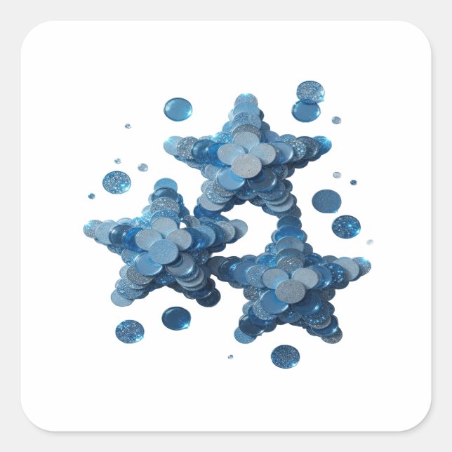 Square Blue BLUE STAR BIRTHDAY PARTY Craft Sticker (Front)