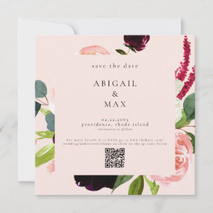 Square Blush Colourful Floral Wedding Save the Dat