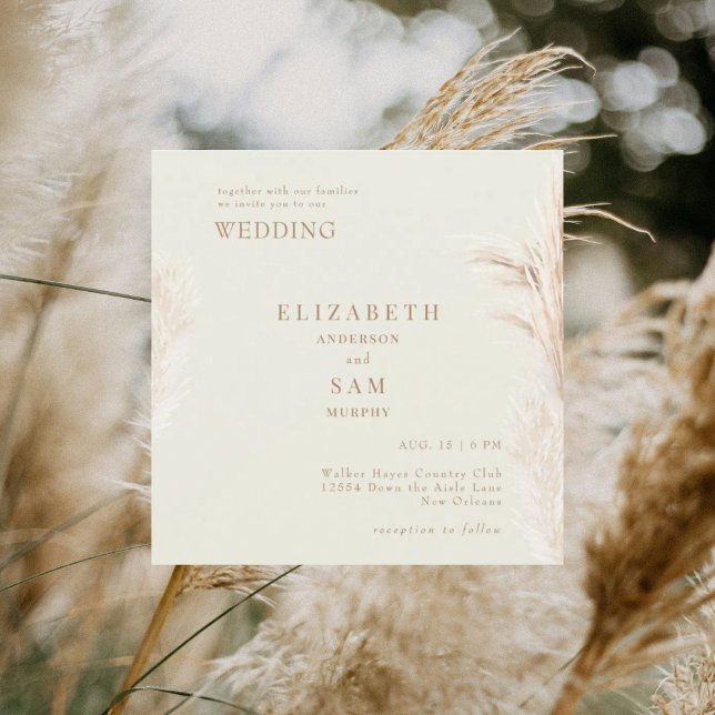 Square Boho Pampas Cream Together with Wedding (Creator Uploaded)