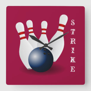 Square bowling pin clock