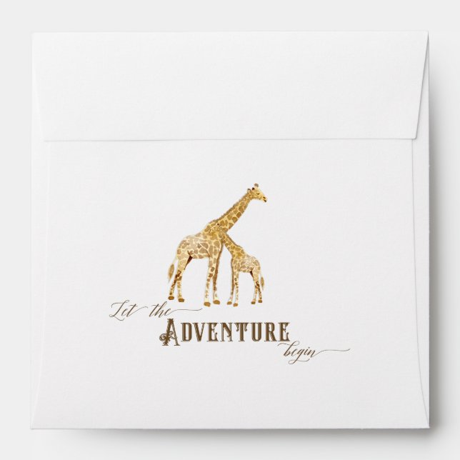 Square Boy Baby Shower Safari Adventure Giraffe Envelopes (Back (Top Flap))