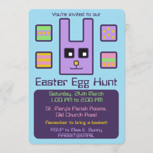 Square Bunny Easter Egg Hunt Invitation