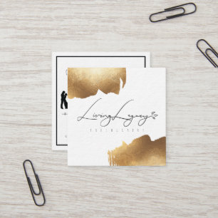 SQUARE BUSINESS CARD Gold Brush Minimalist