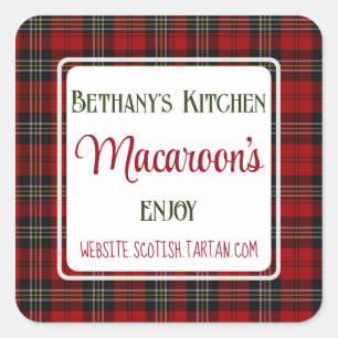 Square Business Stickers Bethany's Kitchen Tartan