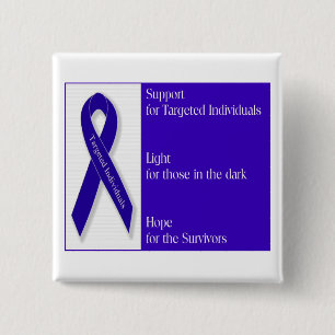 Square Button with Indigo Ribbon Logo