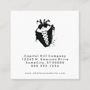 square caduceus heart appointment reminder card
