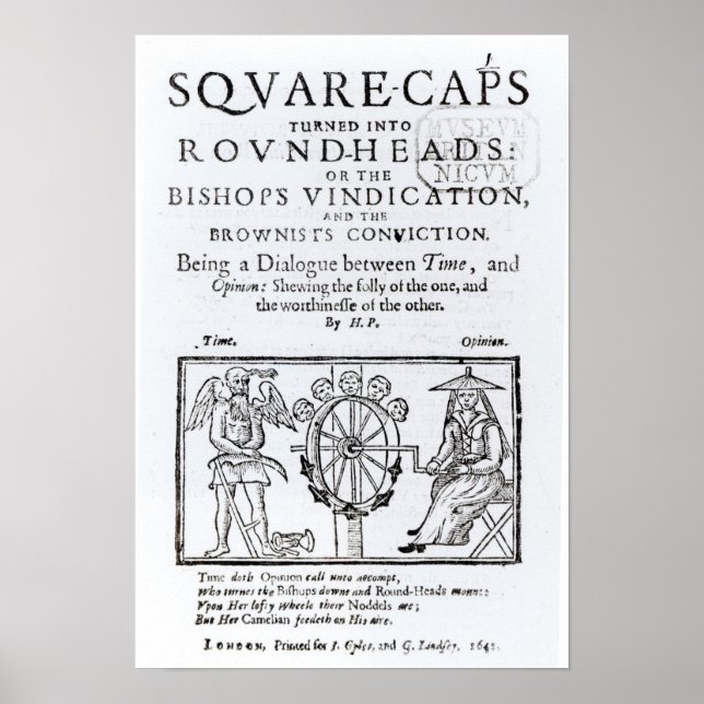 Square-Caps turned into Round Heads, 1642 Poster (Front)