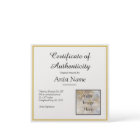Square Certificate of Authenticity Art Photo