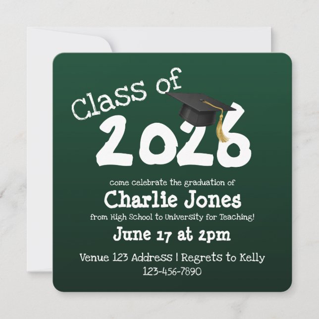 Square Chalkboard Graduation Invitation (Front)