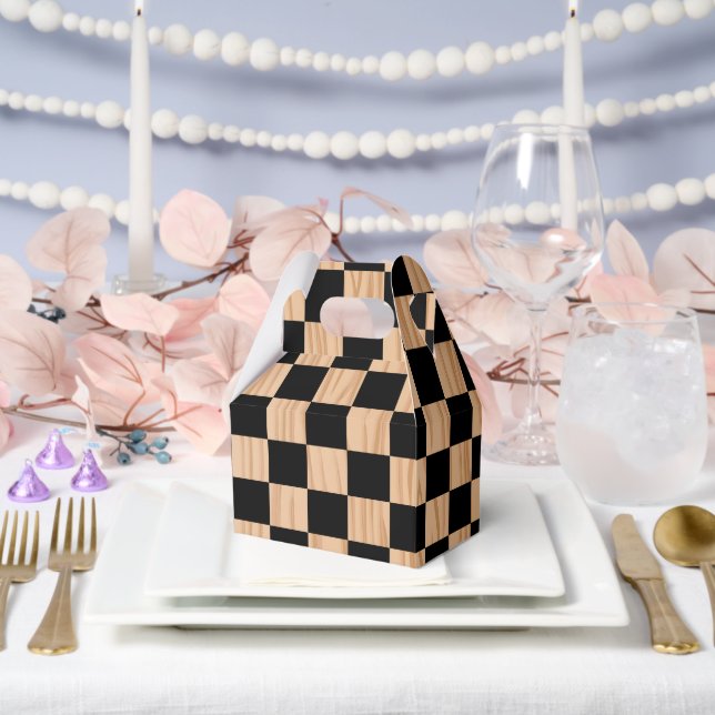 Square Checkers Design Gable Favour Box (Wedding)