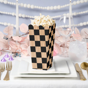 Square Checkers Design Popcorn Favour Box