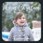 Square Christmas Greetings Stickers Add Photo<br><div class="desc">Square Christmas greetings stickers template with your photo and text - you can add your photo and family name. 

 Photography © Storytree Studios,  Stanford,  CA</div>