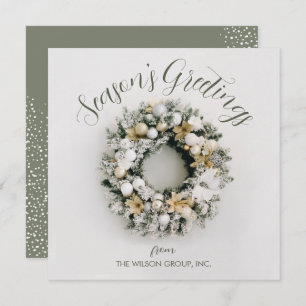 Square Christmas Wreath Business Holiday Card