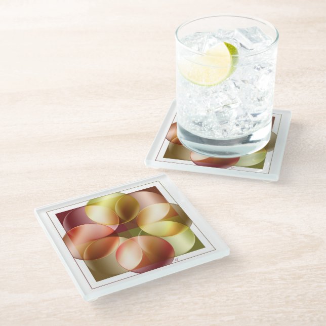 Square Circles Glass Coaster (Angled)