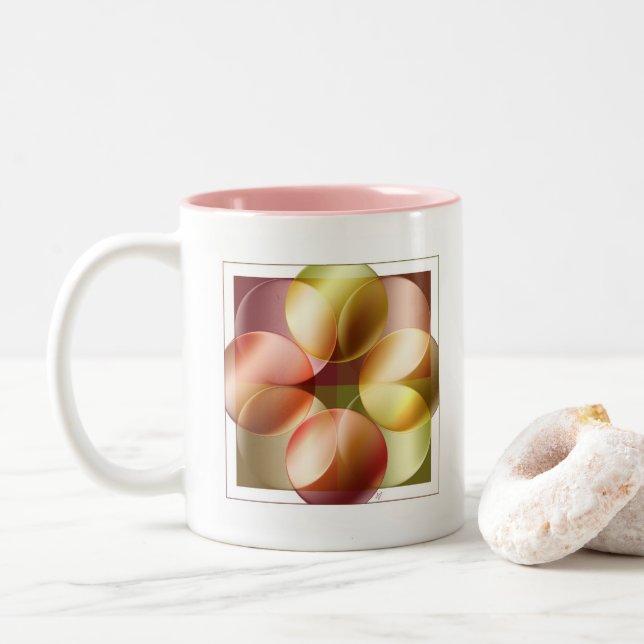 Square Circles Two-Tone Coffee Mug (With Donut)